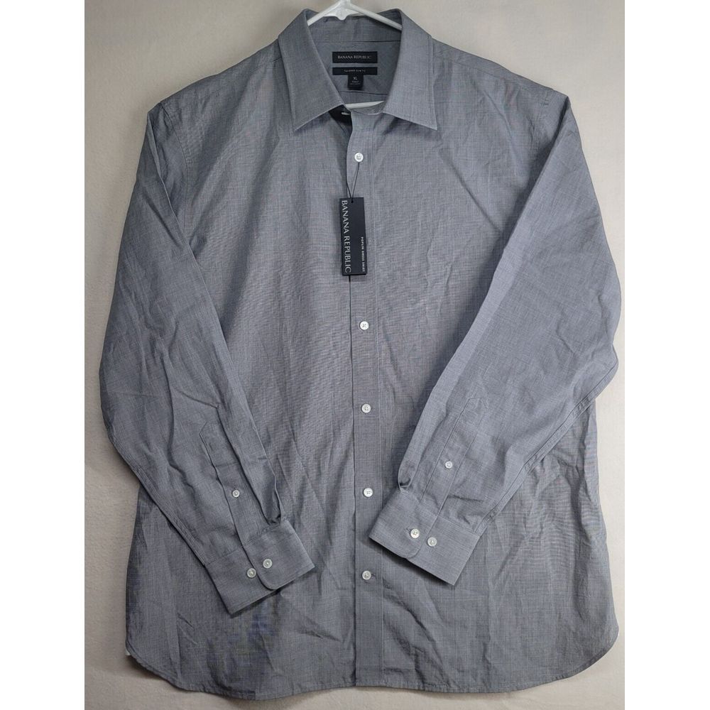 Banana Republic Gray Shirt Mens XL Tailored Slim Fit Gray Button Down NWT